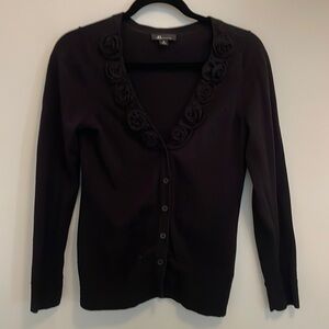 Black cardigan with flower design in front